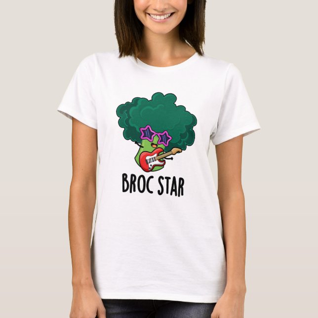 Broc Star Funny Brocolli Rock Star Pun  T-Shirt (Front)
