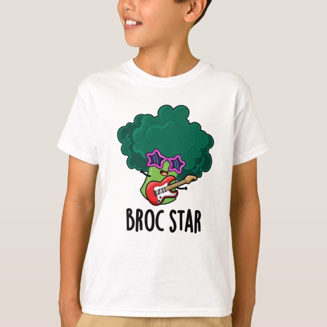 Broc Star Funny Brocolli Rock Star Pun  T-Shirt (Front)