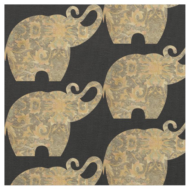 Brocade Elephants Custom Fabric (Close Up)