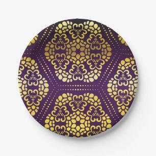 Brocade pattern paper plate