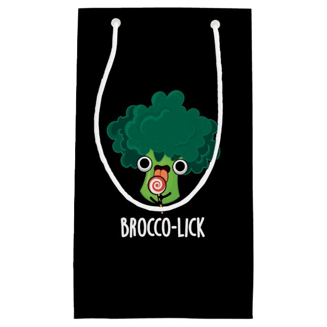 Brocco-lick Funny Veggie Broccoli Pun Dark BG Small Gift Bag (Front)
