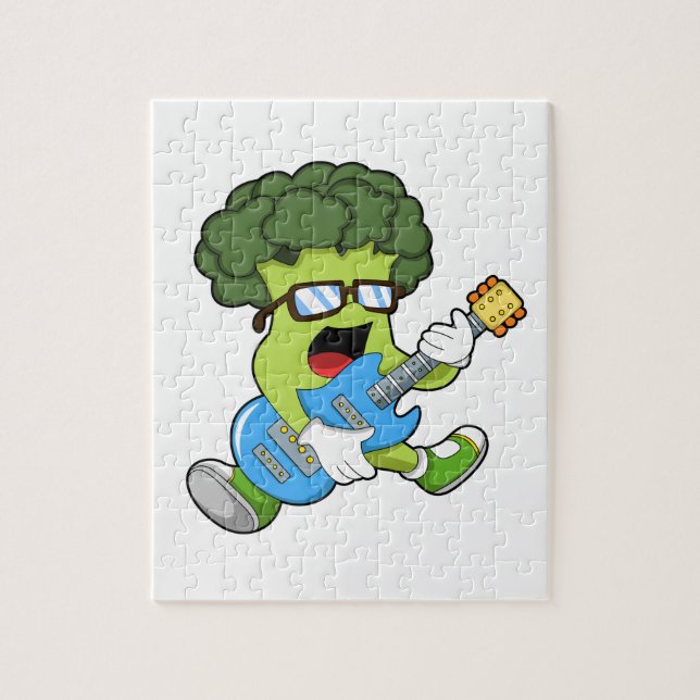 Broccoli as Musician with Guitar Jigsaw Puzzle (Vertical)