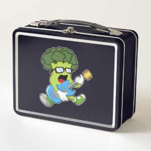 Broccoli as Musician with Guitar Metal Lunch Box