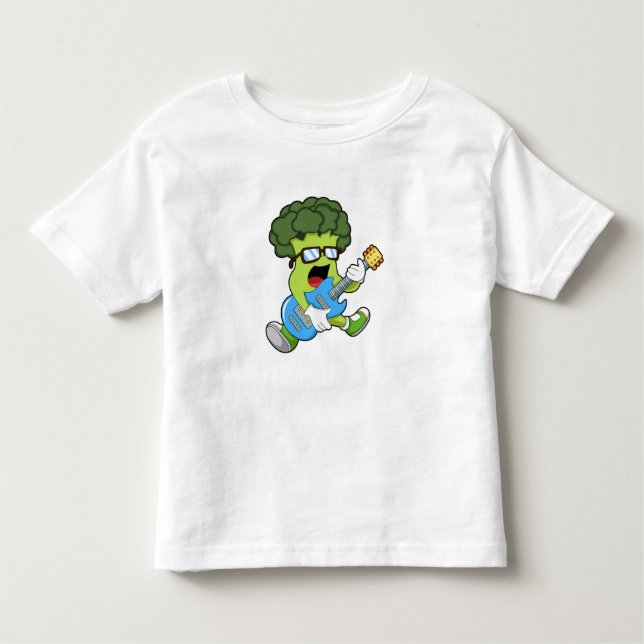 Broccoli as Musician with Guitar Toddler T-Shirt (Front)