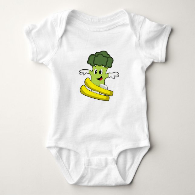 Broccoli as Skier with Ski Baby Bodysuit (Front)