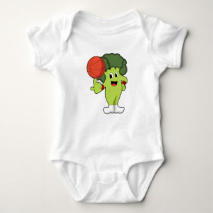 Broccoli at Basketball Sports Baby Bodysuit