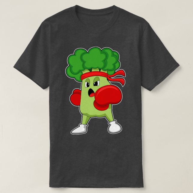 Broccoli at Boxing with Boxing gloves T-Shirt (Design Front)