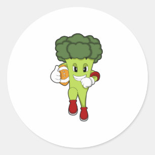 Broccoli at Football Sports Classic Round Sticker