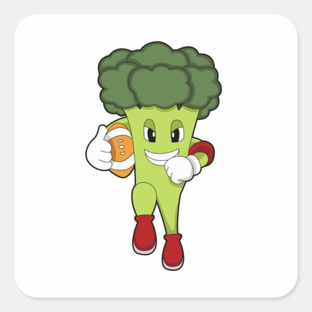 Broccoli at Football Sports Square Sticker (Front)
