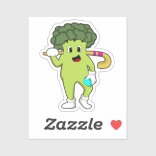 Broccoli at Hockey with Hockey bat