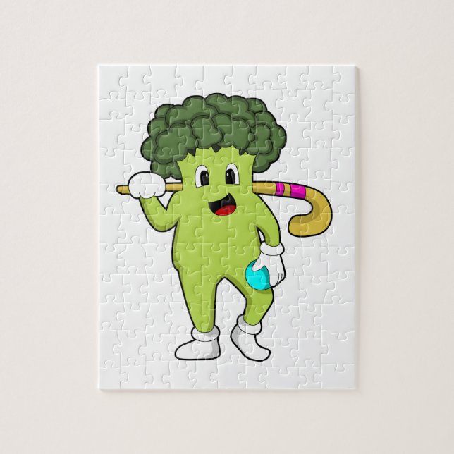 Broccoli at Hockey with Hockey bat Jigsaw Puzzle (Vertical)
