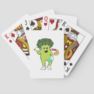 Broccoli at Hockey with Hockey bat Playing Cards