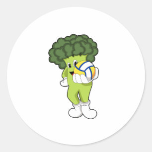 Broccoli at Volleyball Sports Classic Round Sticker