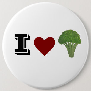 Broccoli badge, brooch 6 cm round badge