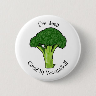 Broccoli cartoon illustration 6 cm round badge