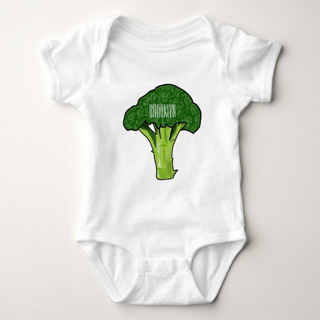 Broccoli cartoon illustration baby bodysuit (Front)