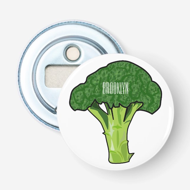 Broccoli cartoon illustration bottle opener (Front)