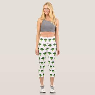 Broccoli cartoon illustration capri leggings