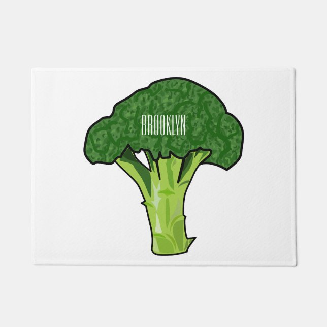 Broccoli cartoon illustration doormat (Front)