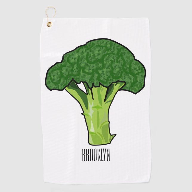 Broccoli cartoon illustration golf towel (Front)