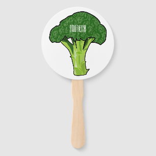 Broccoli cartoon illustration hand fan