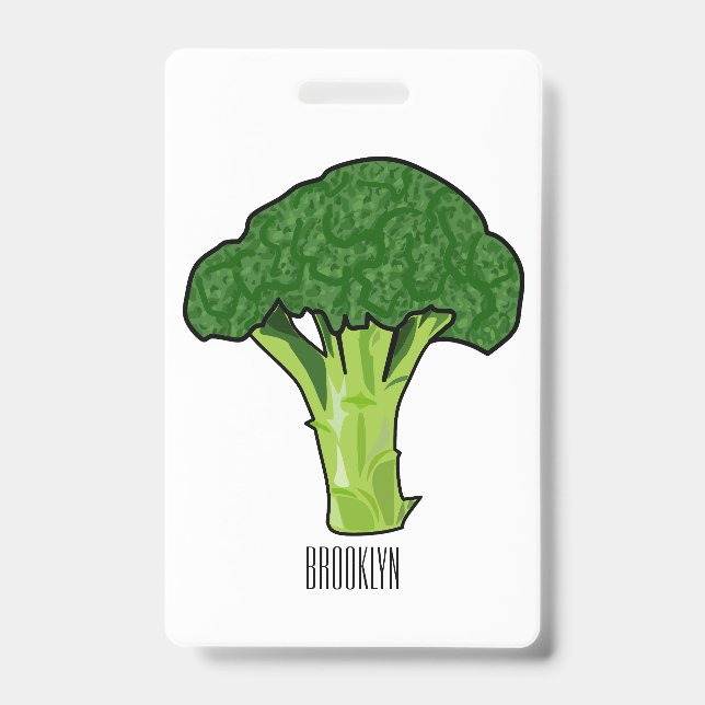 Broccoli cartoon illustration ID badge (Front)