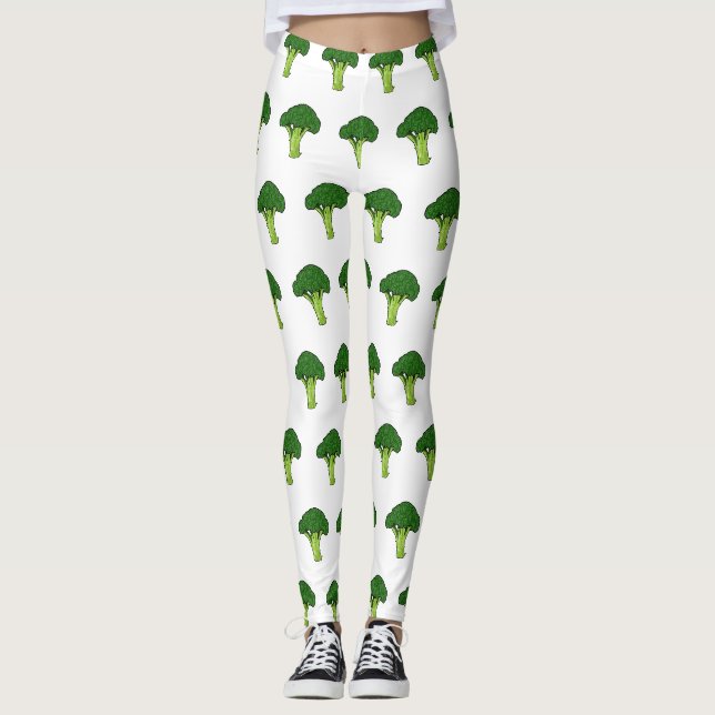 Broccoli cartoon illustration leggings (Front)
