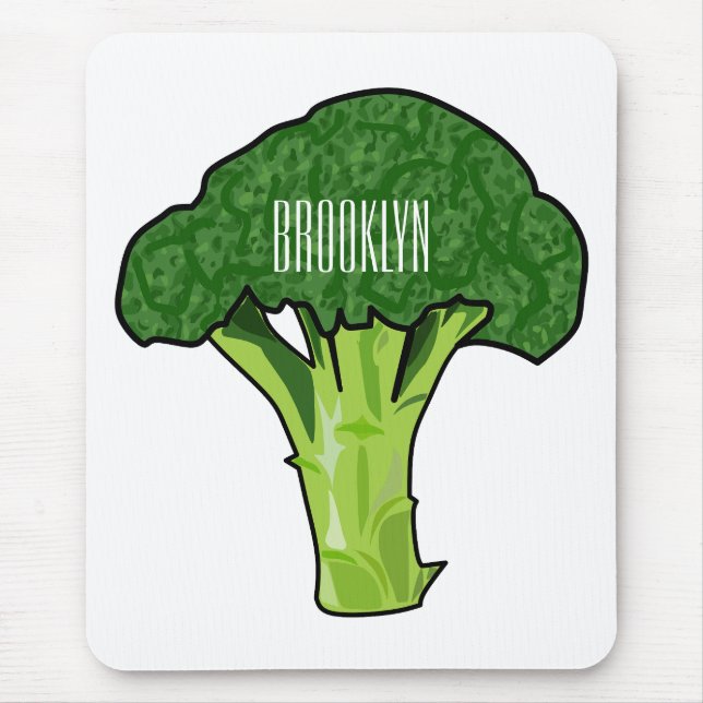 Broccoli cartoon illustration mouse pad (Front)