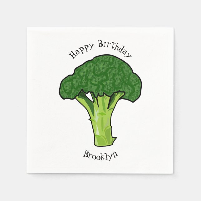 Broccoli cartoon illustration napkin (Front)