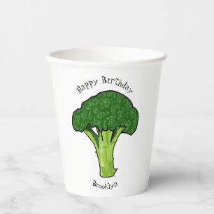 Broccoli cartoon illustration paper cups