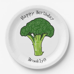 Broccoli cartoon illustration paper plate