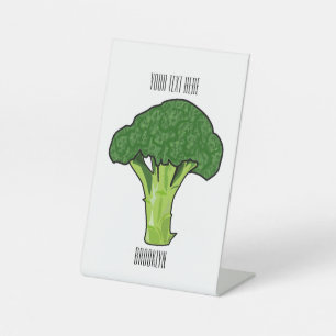 Broccoli cartoon illustration pedestal sign