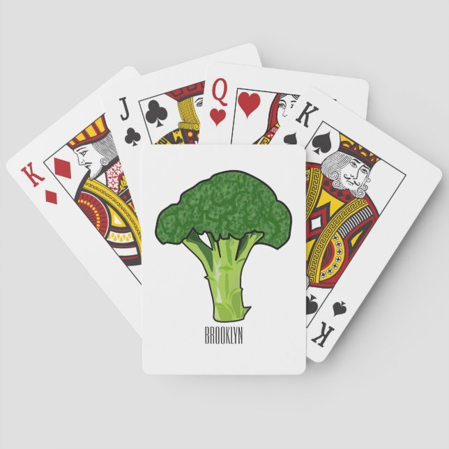 Broccoli cartoon illustration playing cards (Back)