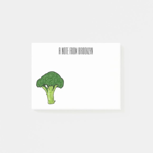 Broccoli cartoon illustration post-it notes (Front)