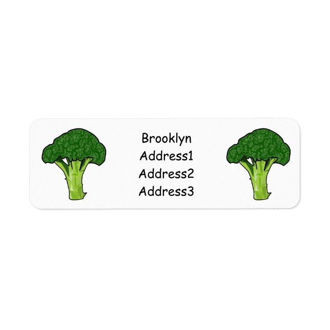 Broccoli cartoon illustration return address label (Front)