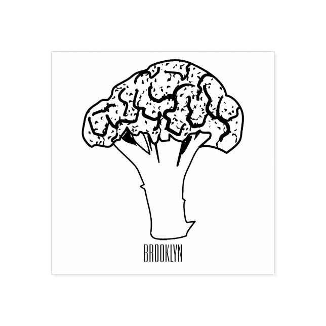 Broccoli cartoon illustration rubber stamp (Imprint)
