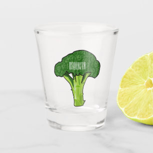 Broccoli cartoon illustration shot glass