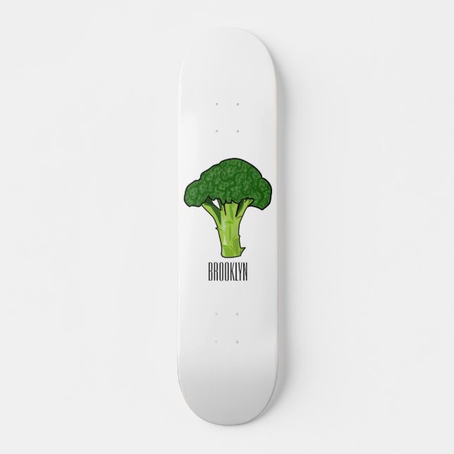 Broccoli cartoon illustration skateboard (Front)