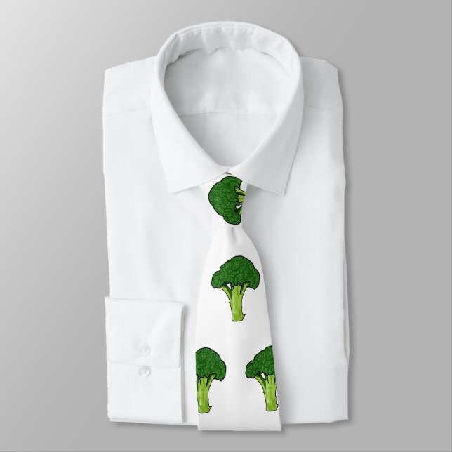 Broccoli cartoon illustration tie (Tied)