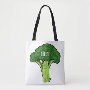 Broccoli cartoon illustration tote bag