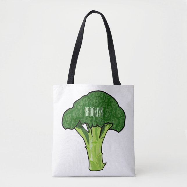 Broccoli cartoon illustration tote bag (Front)