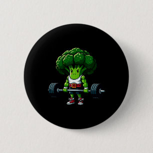 Broccoli Deadlift Weightlifting Gym Vegan Tee Powe 6 Cm Round Badge