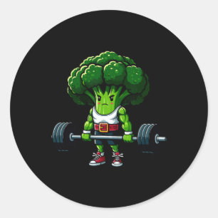 Broccoli Deadlift Weightlifting Gym Vegan Tee Powe Classic Round Sticker