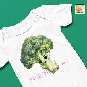 Broccoli editable  vegan baby funny outfit bodysuit