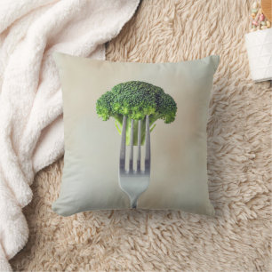 Broccoli Floret On a Fork Cushion