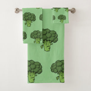 Broccoli Green Vegetables Gag Gift Bath Towel Set