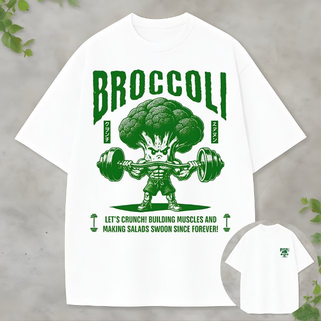Broccoli Gym Hero Funny Muscle Veggie Design T-Shirt (Creator Uploaded)