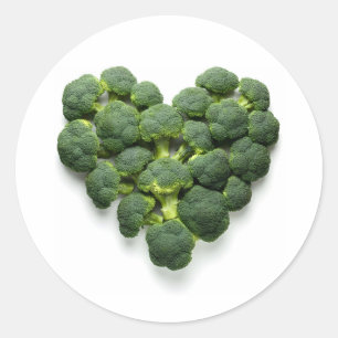 Broccoli Heart Classic Round Sticker