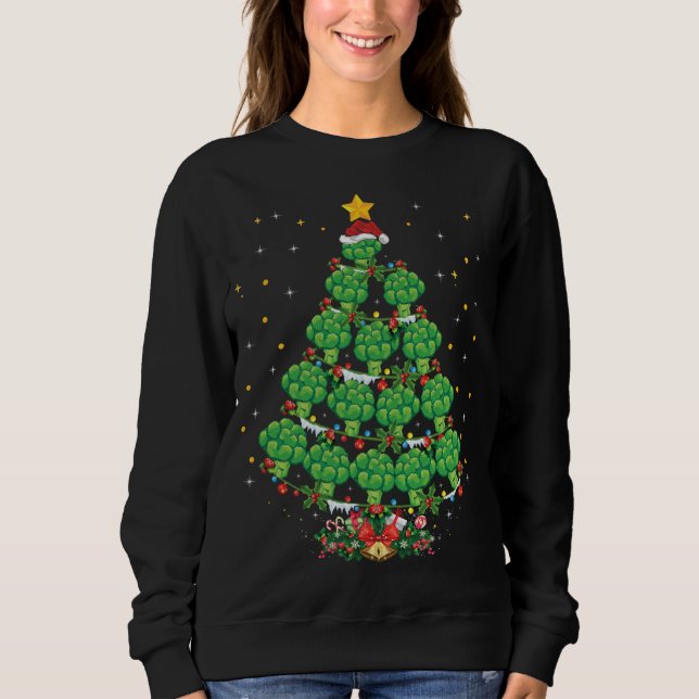Broccoli Lover Xmas Gift Broccoli Christmas Tree Sweatshirt (Front)