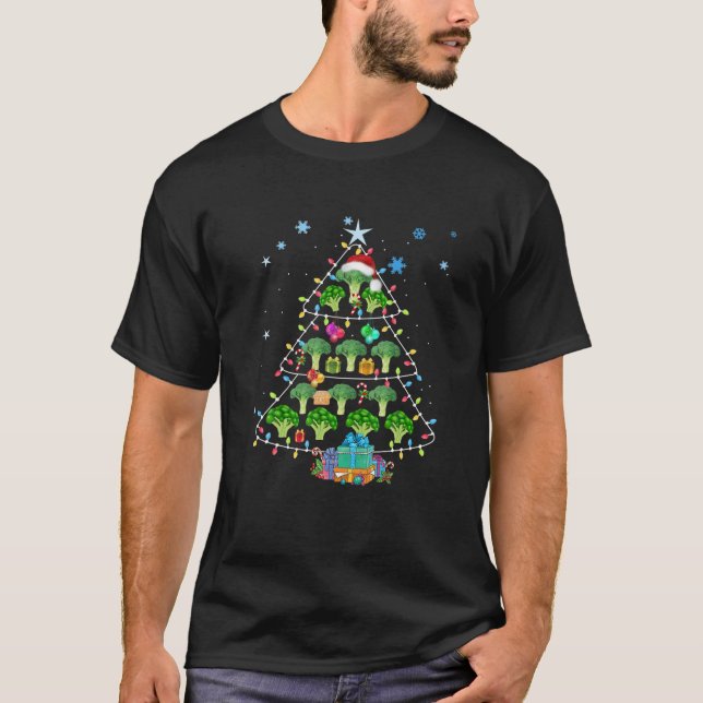 Broccoli Lover Xmas Gift Vegetables Christmas Tree T-Shirt (Front)